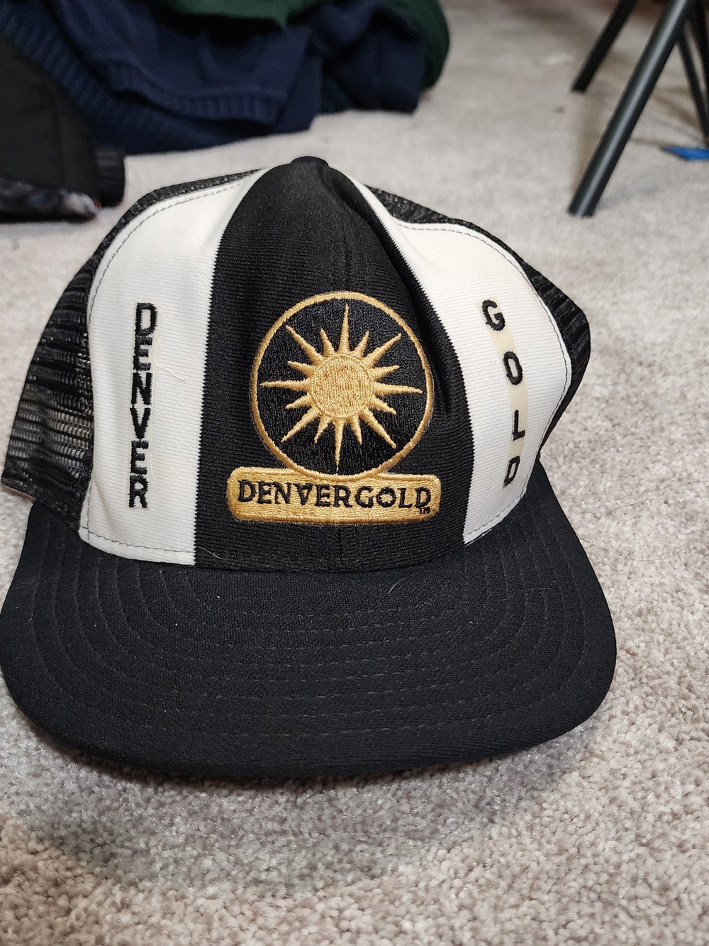 Vtg Denver Gold Hat/Cap-Football-Lucky Stripe-Patch-Snapback-AJD